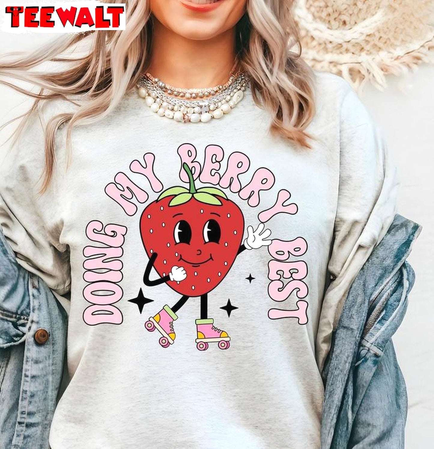 Strawberry Unisex T Shirt , Cool Design Doing My Berry Best Shirt Long Sleeve