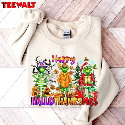 Christmas Thanksgiving Griench Sweatshirt, Happy Hallothanksmas Shirt