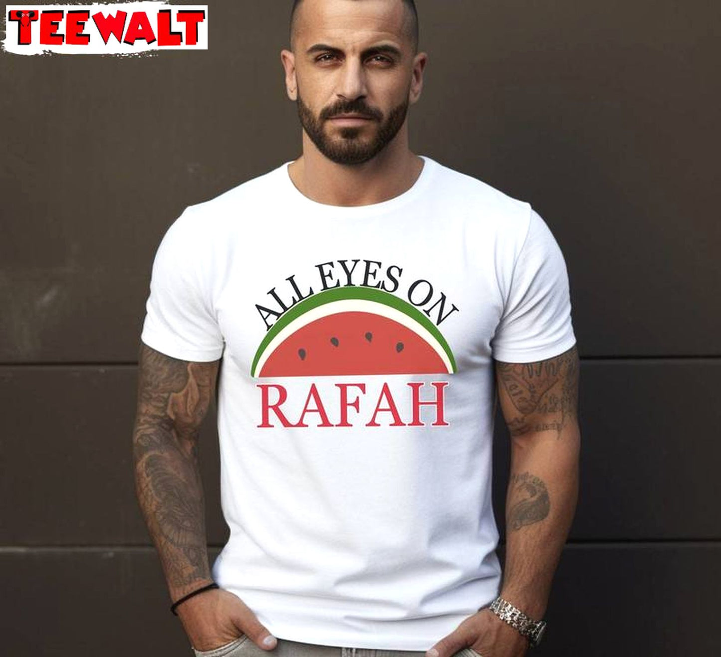 Limited Watermelon Sweatshirt , Cool Design All Eyes On Rafah Shirt Long Sleeve