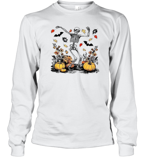 Dancing Skeleton Pumpkin Skeleton Spooky Season T-Shirt