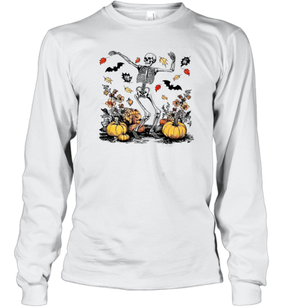 Dancing Skeleton Pumpkin Skeleton Spooky Season T-Shirt