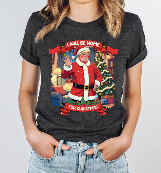 Trump Santa Homecoming Us Flag Tee