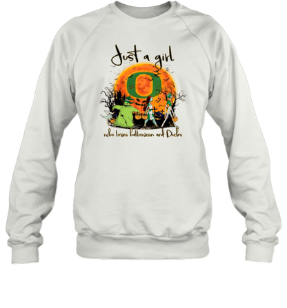 Just A Girl Who Love Halloween And Oregon Ducks Football T-Shirt