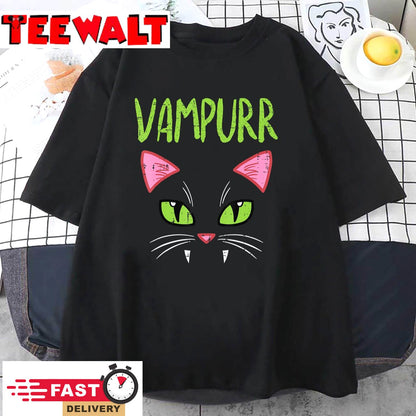 Vampurr Vampire Cat Funny Halloween Costume Women Girls T-Shirt