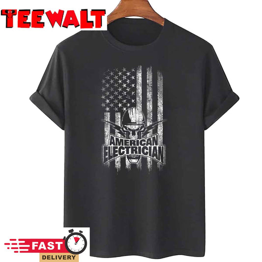 Electrician American Flag Skull And Thunderbolts Unisex T-Shirt