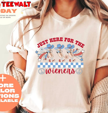 Awesome 4th Of July Unisex Hoodie, Trendy Just Here For The Wieners Shirt Sweater