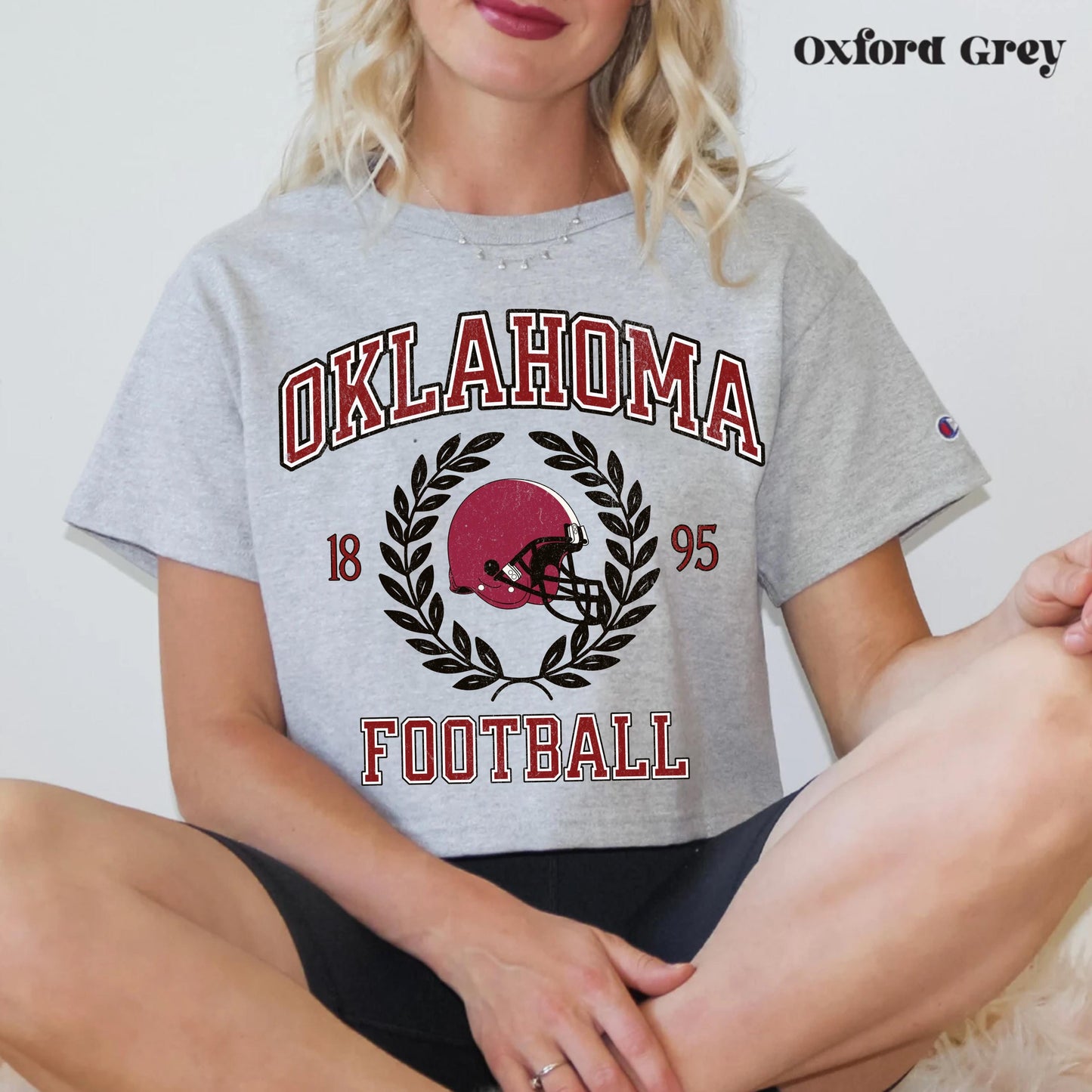 Oklahoma Football Baby Tee Crop Top - College Game Day Varsity Shirt