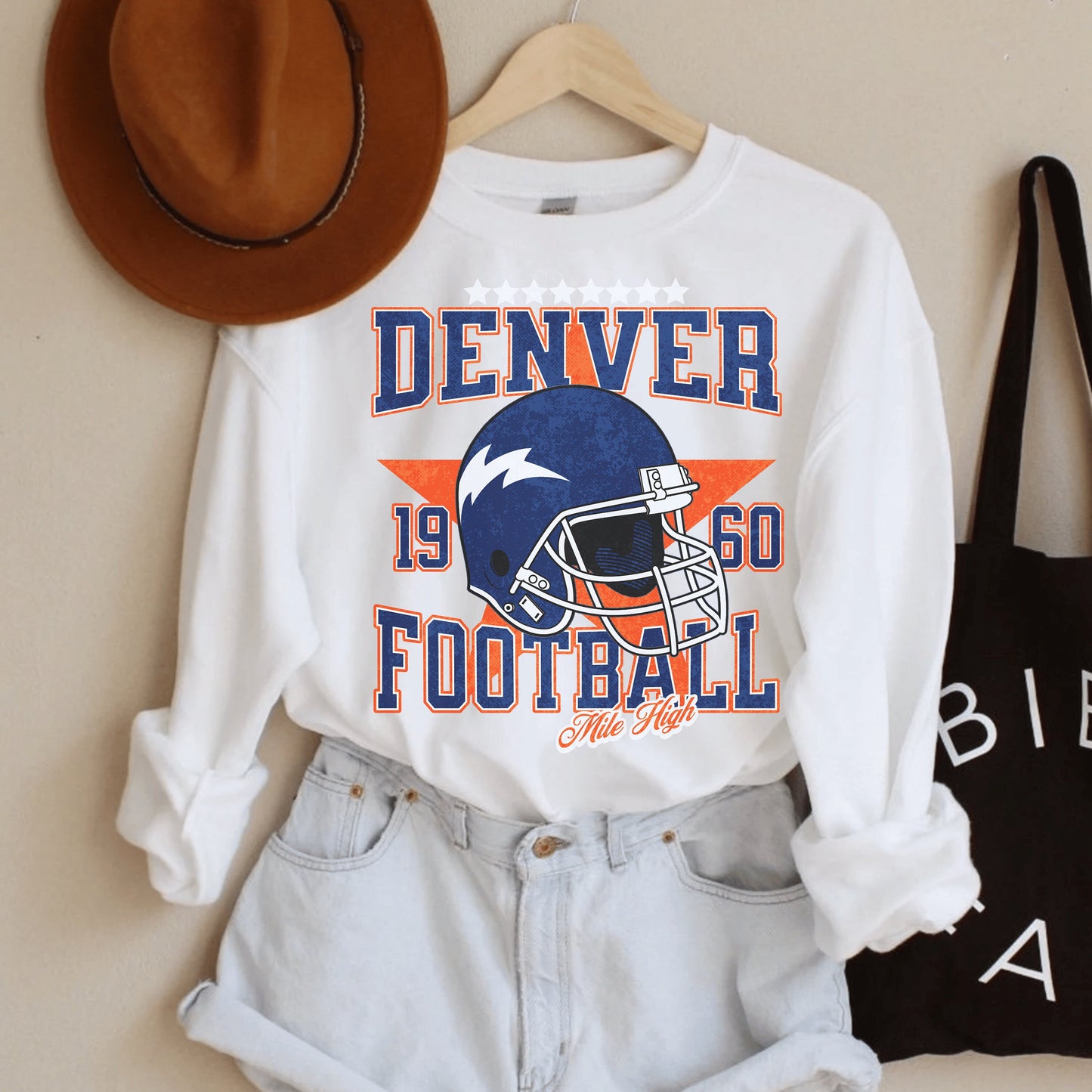 Vintage Denver Football Crewneck Sweatshirt, Retro Game Day Shirt Fans