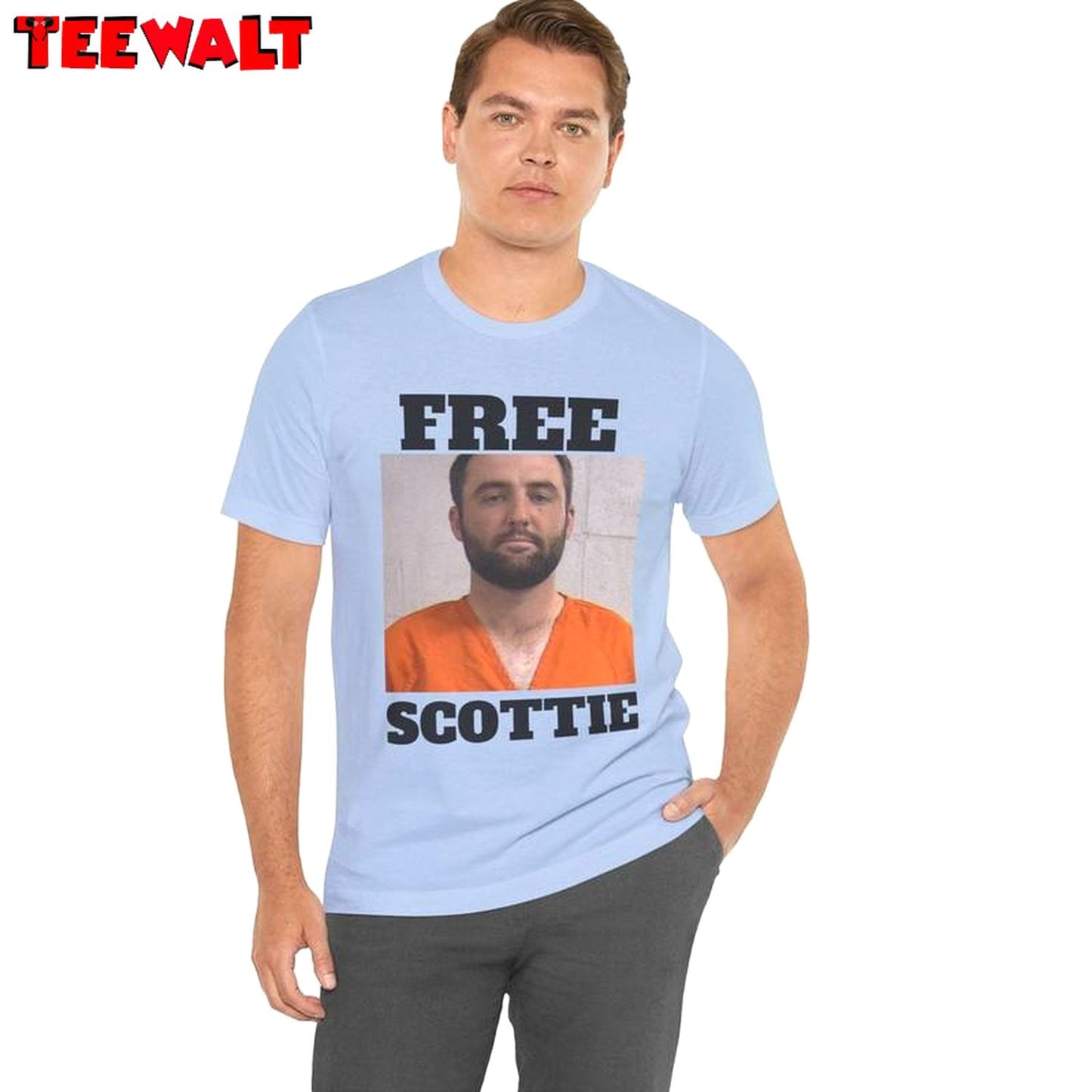 New Rare Free Scottie Shirt, Funny Scottie Mugshot Crewneck Long Sleeve