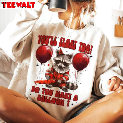 Do You Want A Balloon Trendy Unisex Hoodie, Raccoon Halloween Short Sleeve Tee Tops