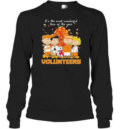 Peanuts Characters Tennessee Volunteers Autumn It&#39S The Most Wonderful Time Of The Year T-Shirt