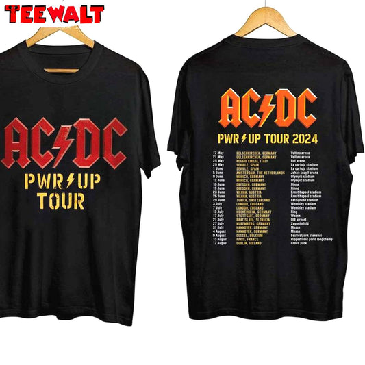 Groovy Acdc Band Shirt, Comfort World Tour 2024 Short Sleeve Crewneck