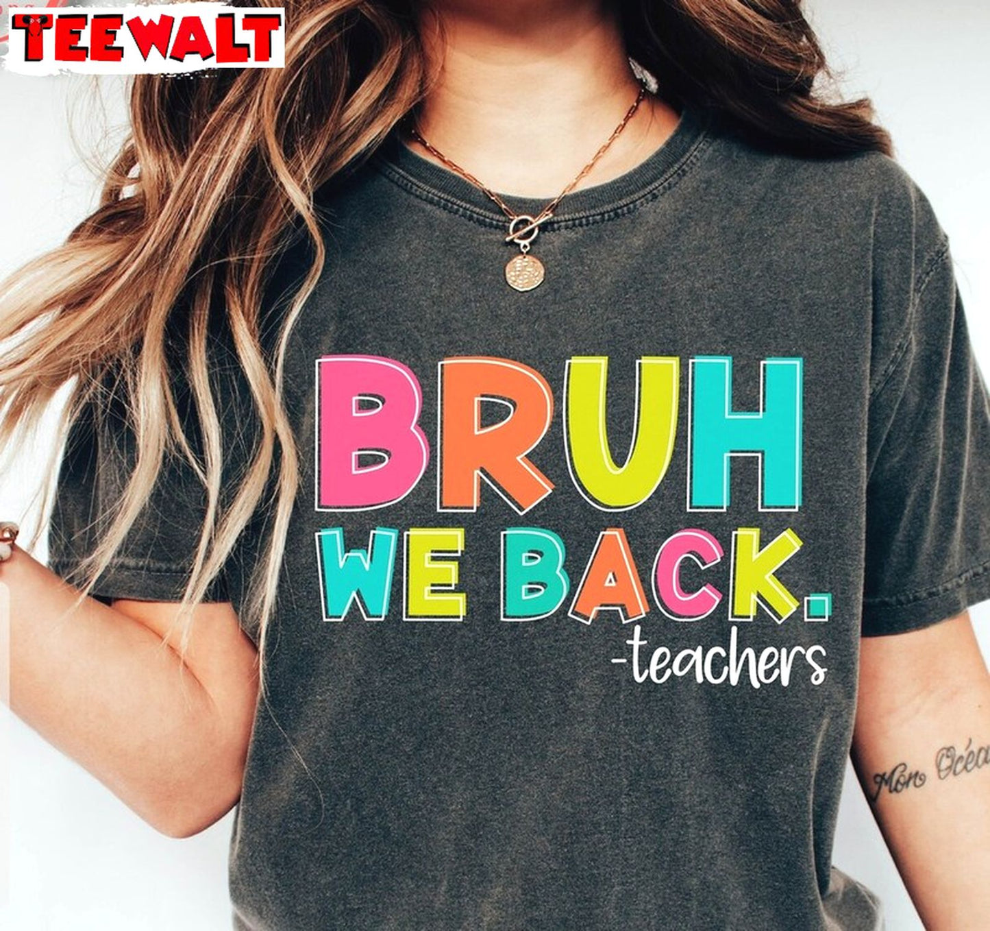 First Day Teacher Short Sleeve , Cool Design Bruh We Back Shirt Unisex Hoodie