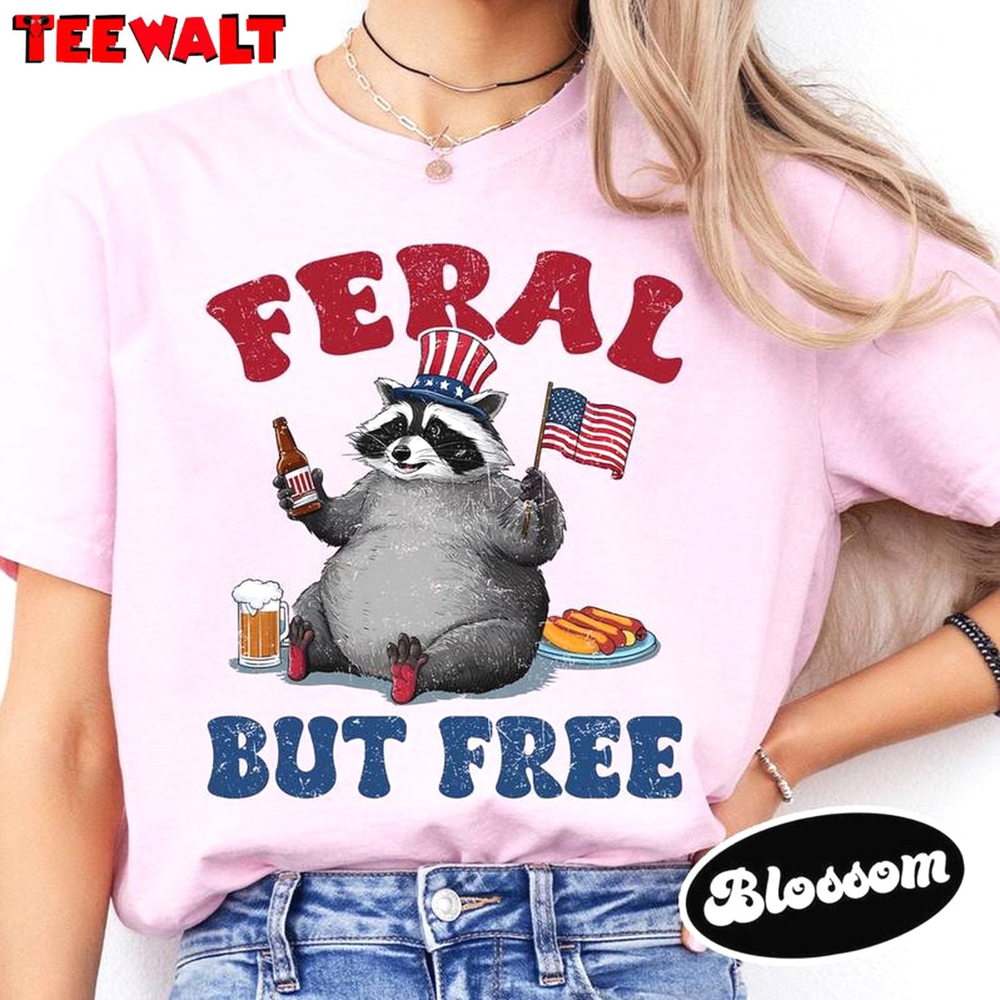 Funny Raccoon 4th Of July Sweatshirt , Trendy Feral But Free Shirt Sweater