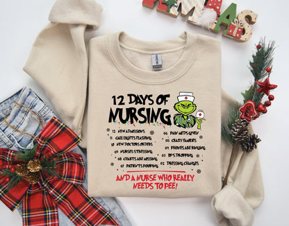 Funny Christmas Nurse Sweatshirt Merry Grinchmas Nursing