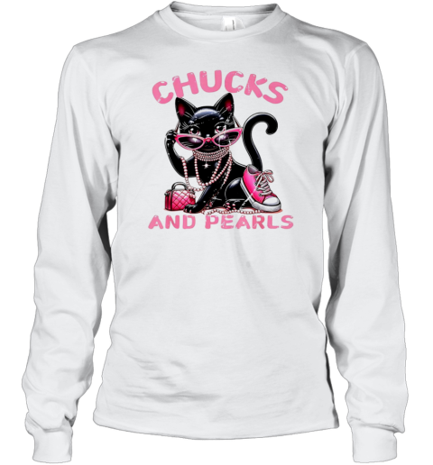 Black Cat Chucks And Pearls Kamala T-Shirt