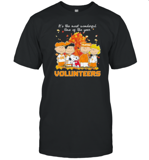 Peanuts Characters Tennessee Volunteers Autumn It&#39S The Most Wonderful Time Of The Year T-Shirt