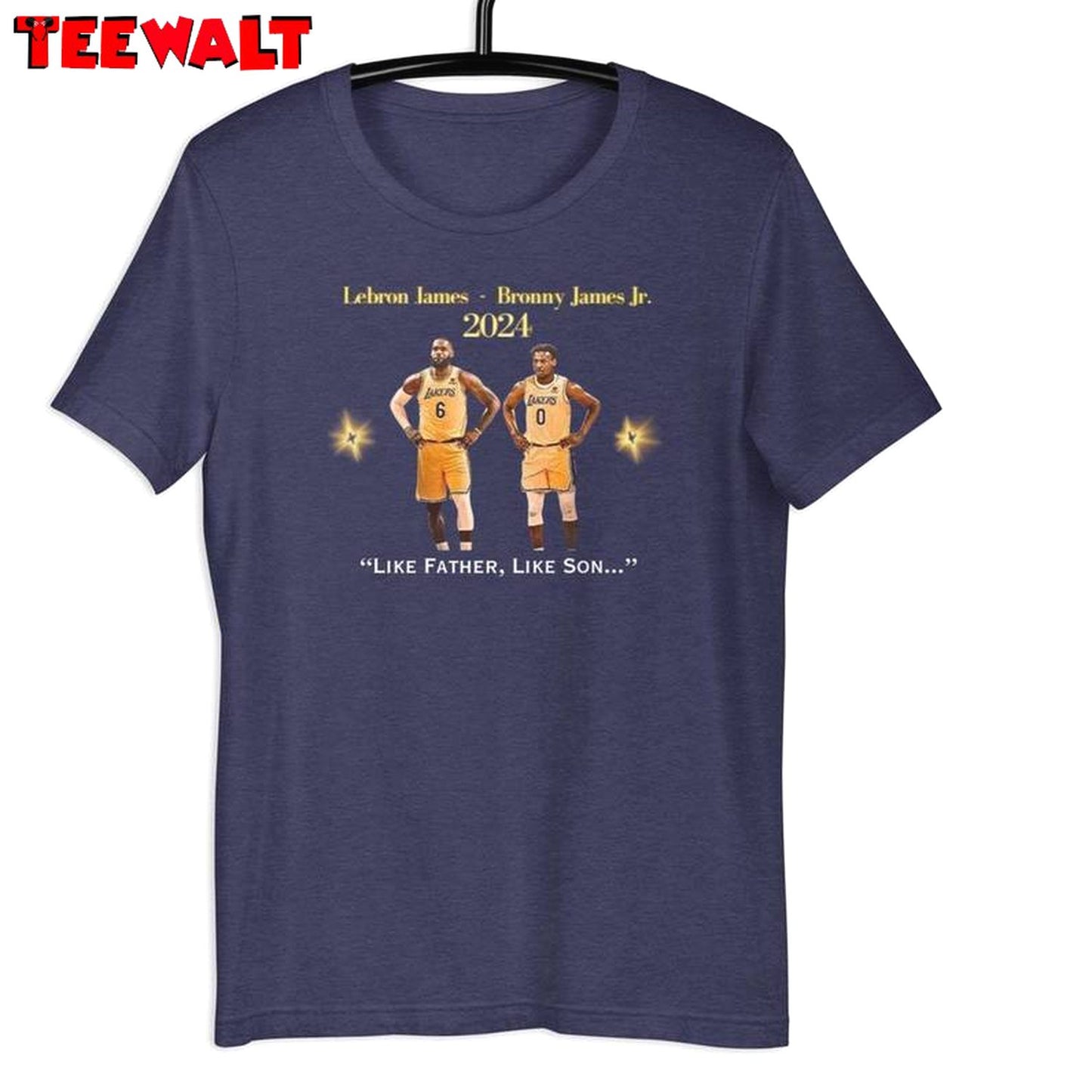 Trendy Jr Lakers Basketball T Shirt , Must Have LeBron And Bronny Shirt Short Sleeve