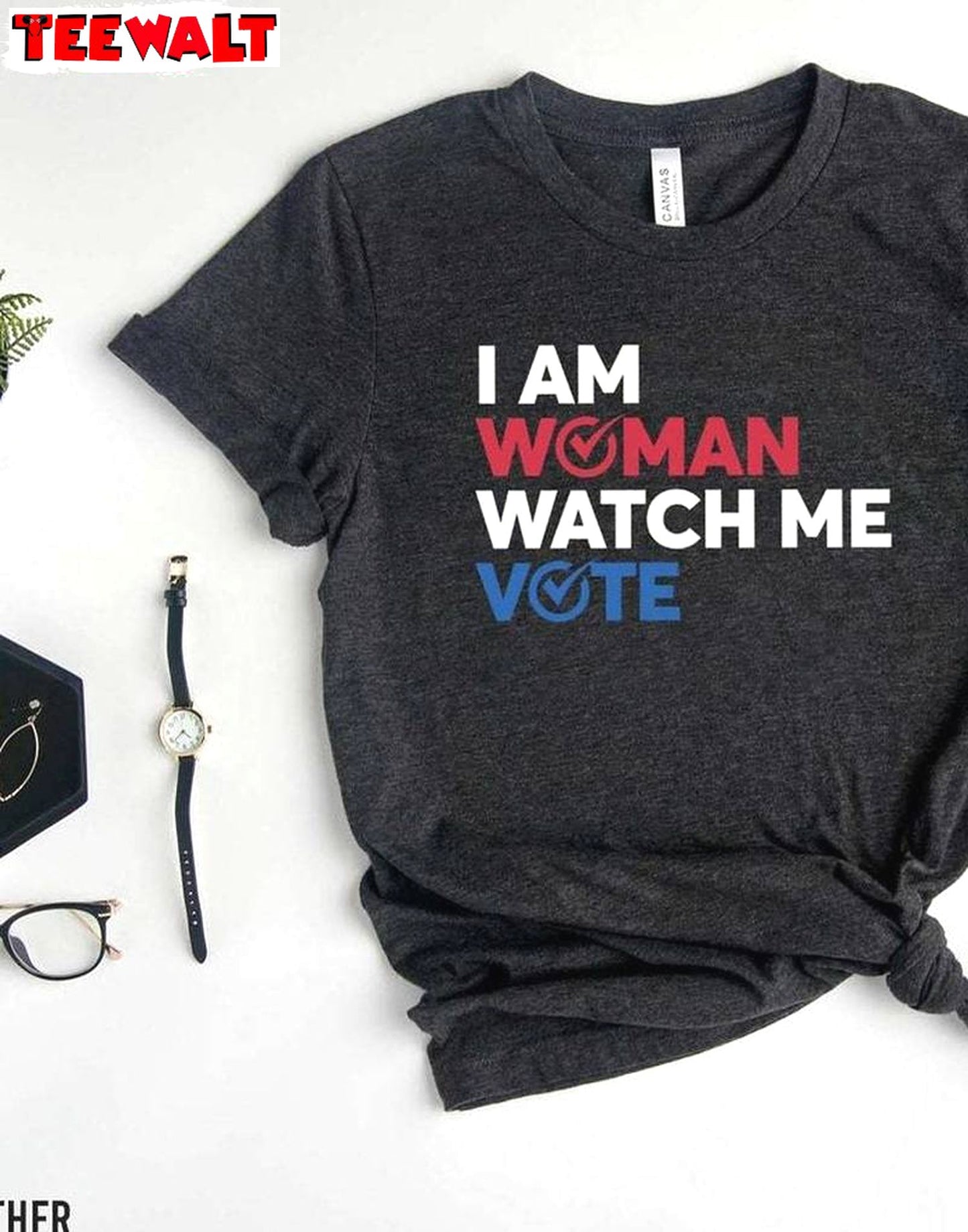 I Am Woman Watch Me Vote Shirt, Election 2024 Long Sleeve Tee Tops