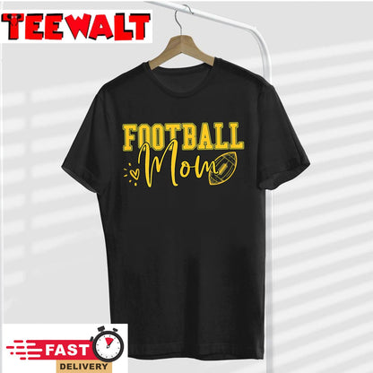 Womens Black Gold Football Mom Shirt Women Football Mother Football T-Shirt