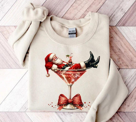 Santa'S Hot Mess Christmas Martini Sweatshirt