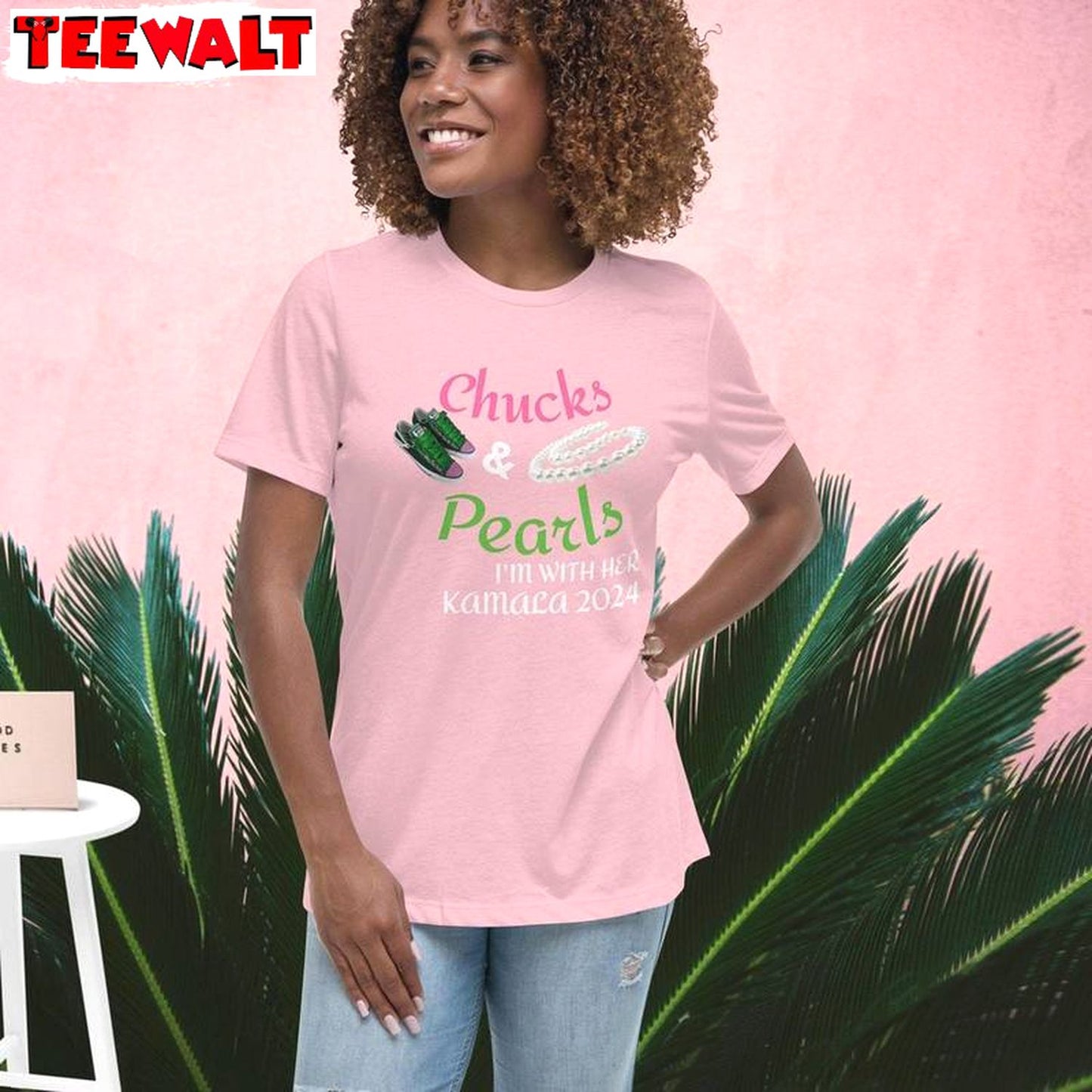 Kamala Chucks And Pearls Shirt, Retro Short Sleeve Sweatshirt