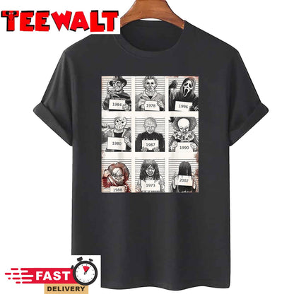 Halloween Creepy Legends Killer Mugshots Horror Fan Gifts T-Shirt