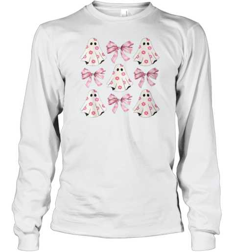 Halloween Coquette Pink Bow Ghost T-Shirt