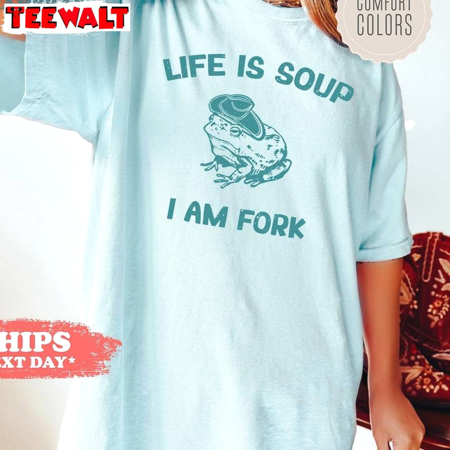 Frog Inspirational Sweatshirt , Trendy Life Is Soup I Am Fork Frog Shirt Tank Top