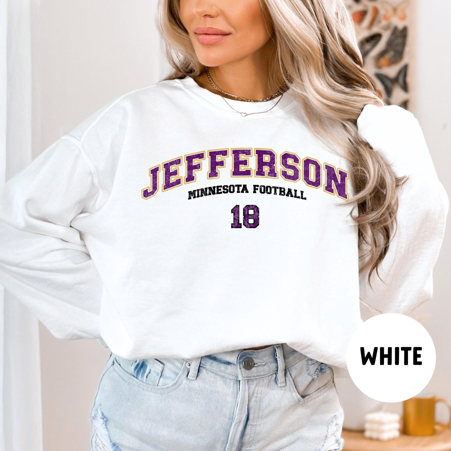 Justin Jefferson Comfort Colors Crewneck Sweatshirt - Skol Minnesota