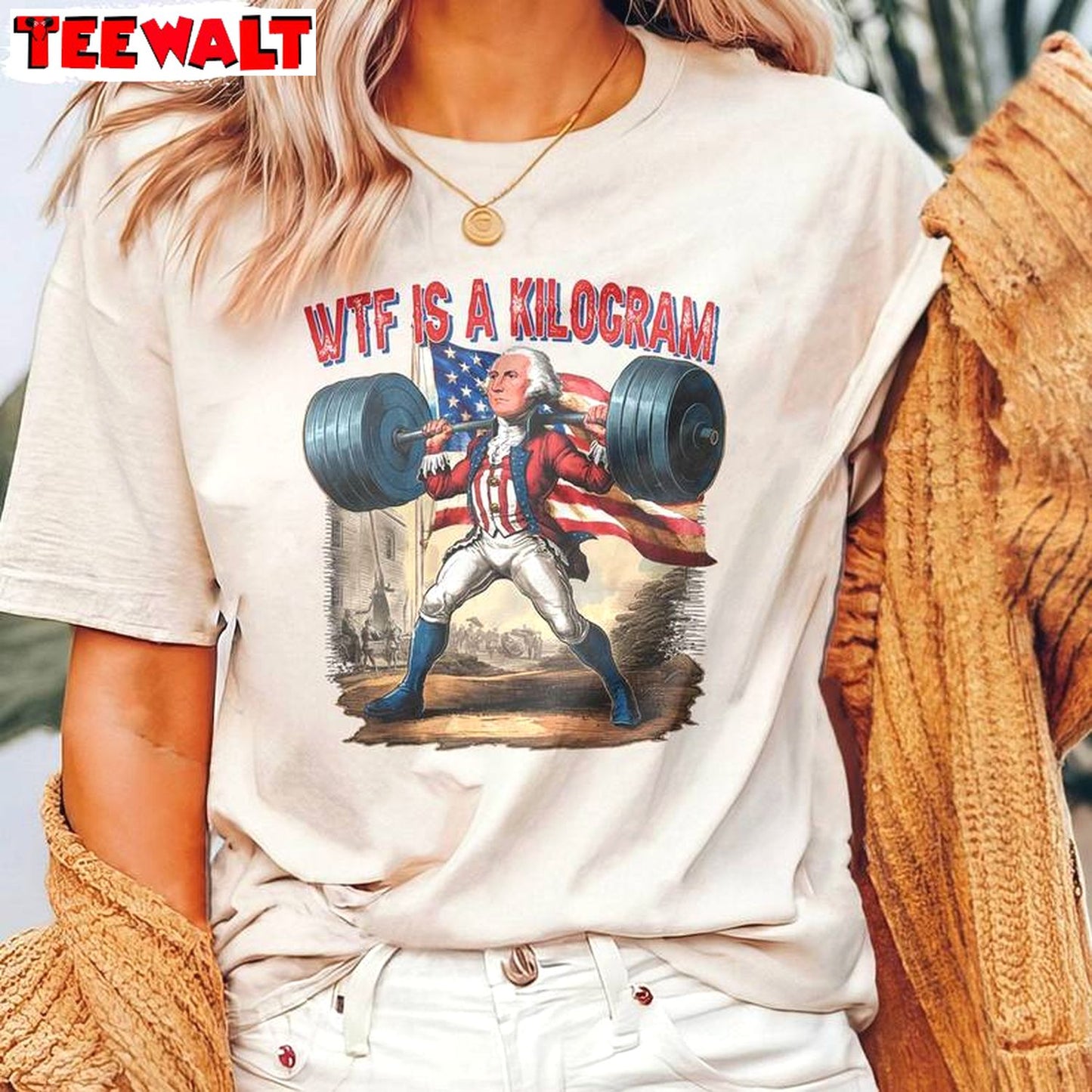 Retro George Washington Sweatshirt , Trendy What Is A Kilogram Shirt Sweater