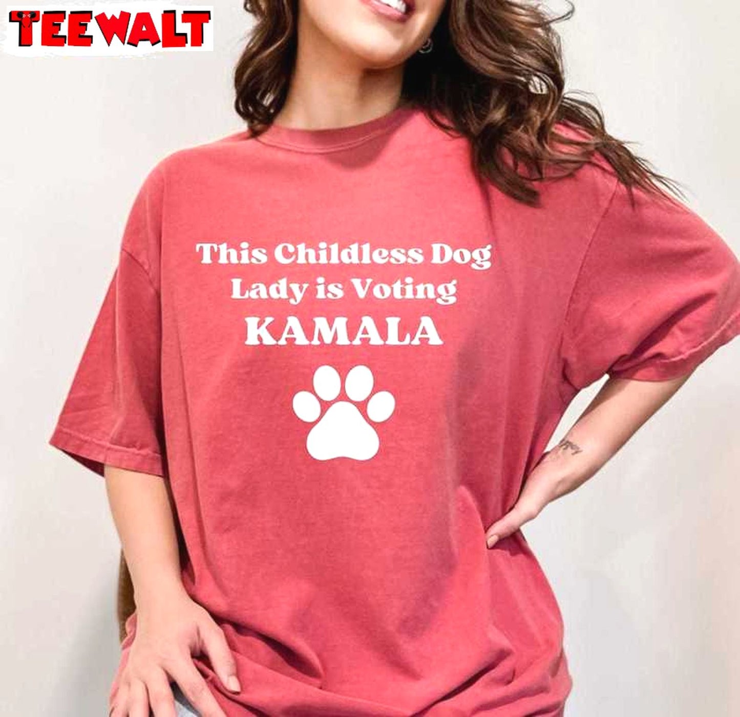 Childless Dog Lady Kamala Harris Shirt, Voting For Kamala Crewneck Hoodie