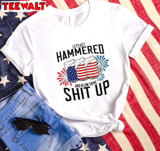 Drunk And Patriotic Unisex Hoodie, Lets Get Hammered And Blow Some Shit Up