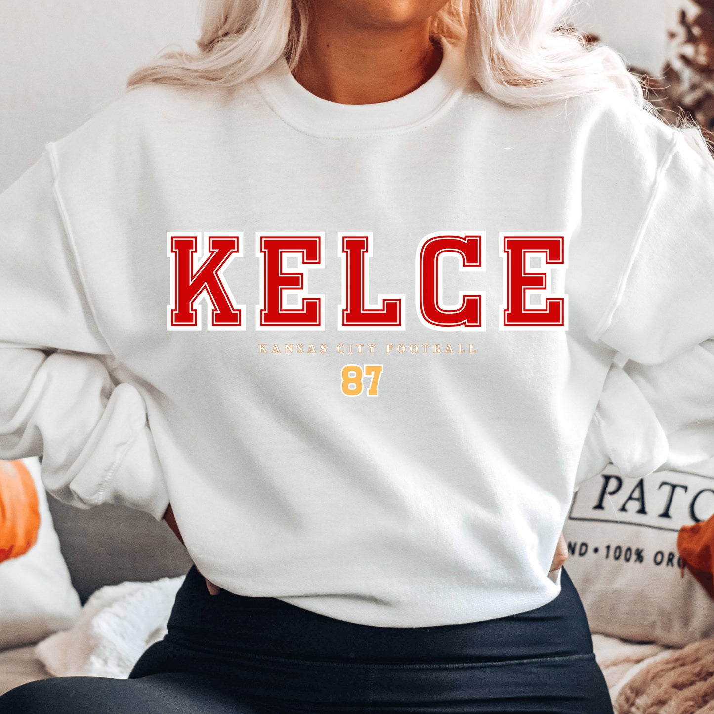 Travis Kelce Football Crewneck Sweatshirt Kansas City Gift for Fans