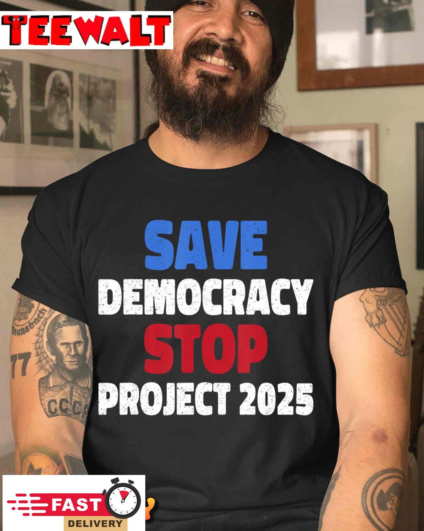 Save Democracy Stop Project 2025 Presidential Election T-Shirt