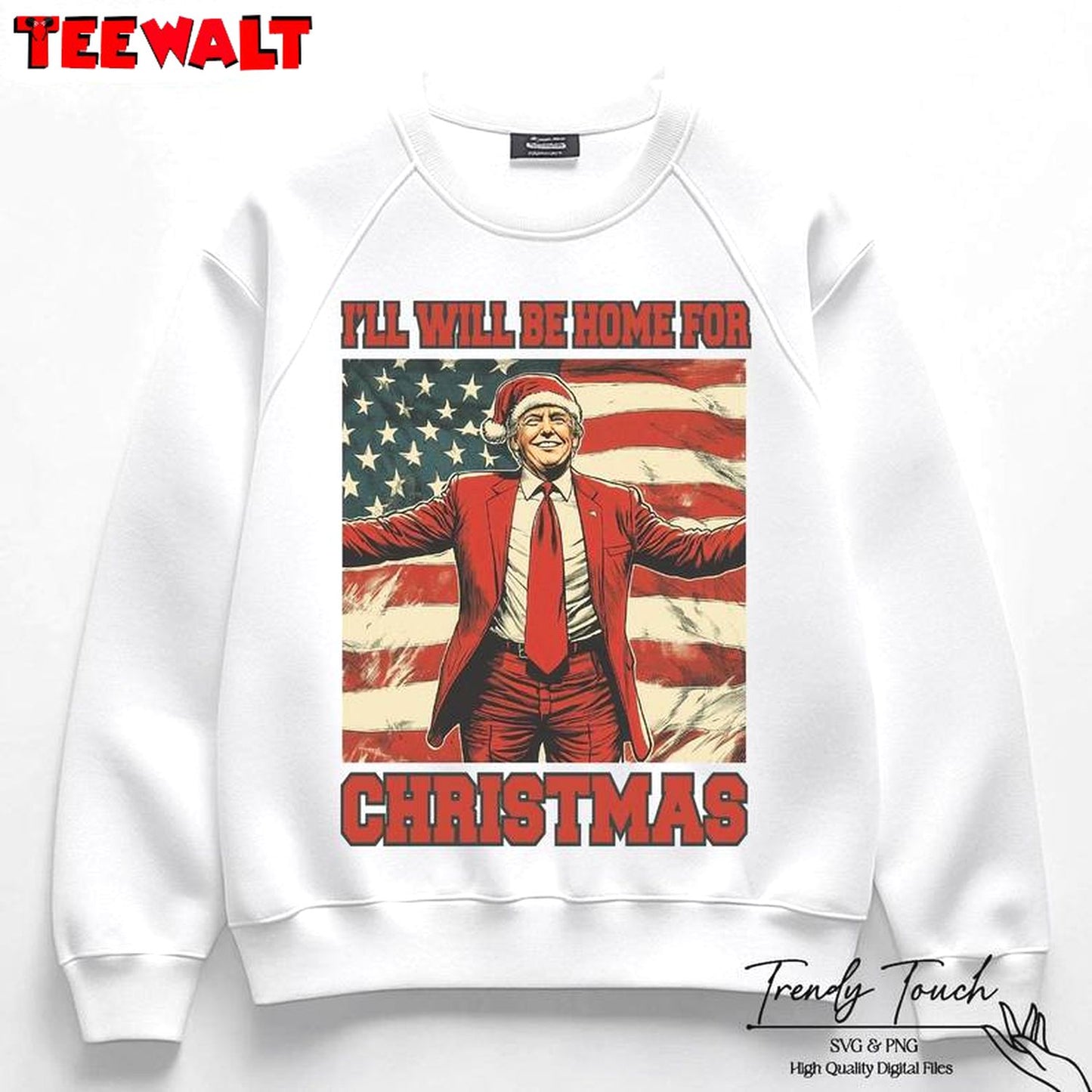 Trump I Ll Be Home For Christmas Sweatshirt, Humorous Christmas T Shirt 07