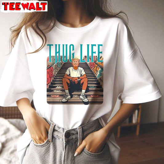 Must Have Donald Trump Thug Life Shirt, New Rare Thug Life Unisex Hoodie Short Sleeve