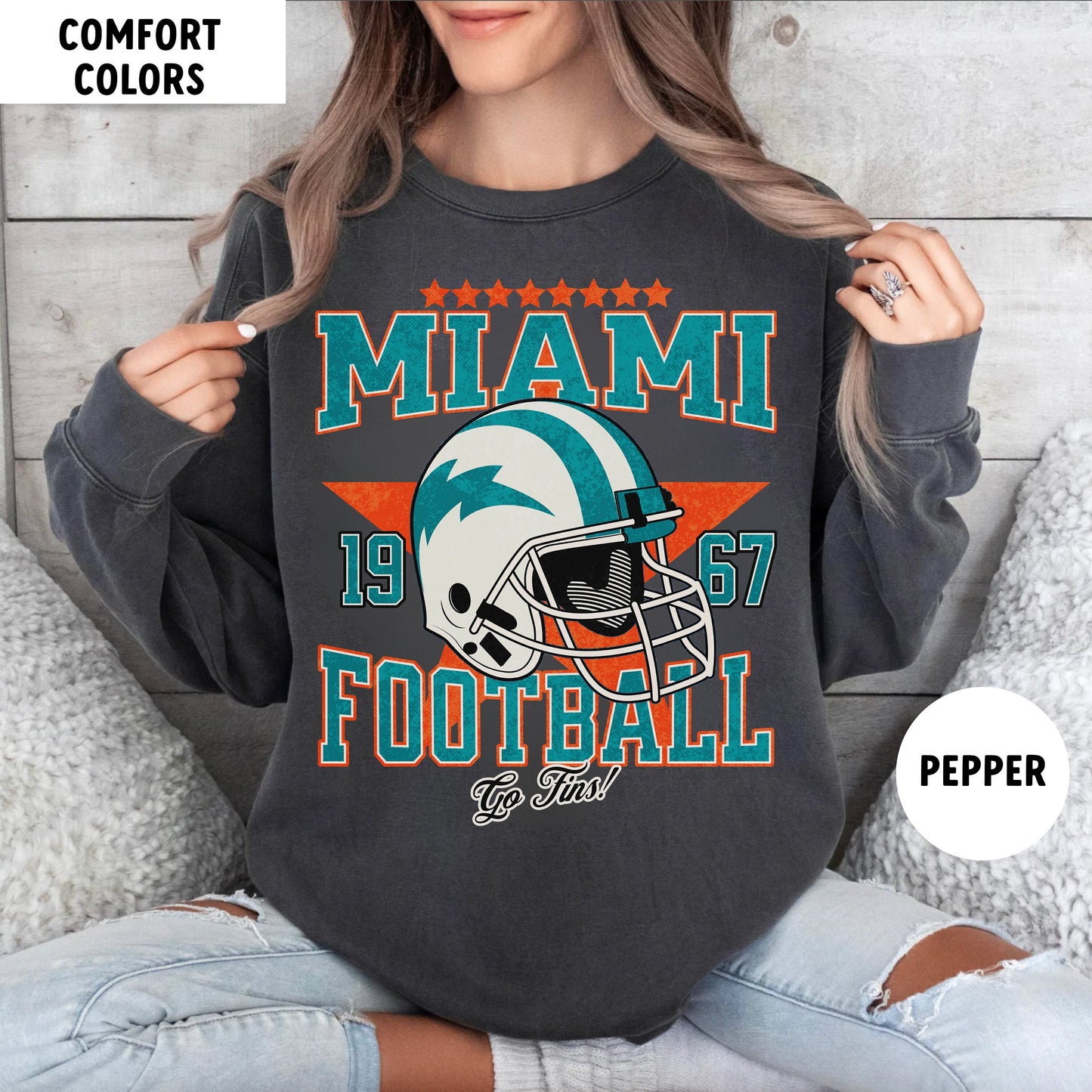 Miami Football Sweatshirt, Vintage Miami Crewneck, Retro Dolphin Shirt