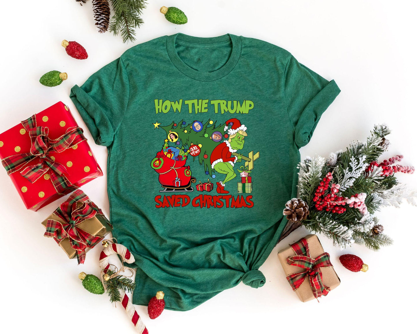 How The Trump Saved Christmas T-Shirt Funny Xmas Trump Shirt