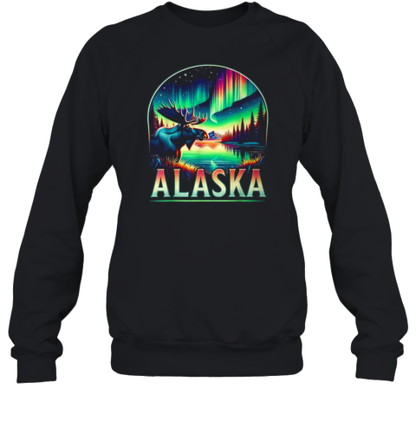 Alaska Northern Lights Aurora Viewing Alaska Moose T-Shirt