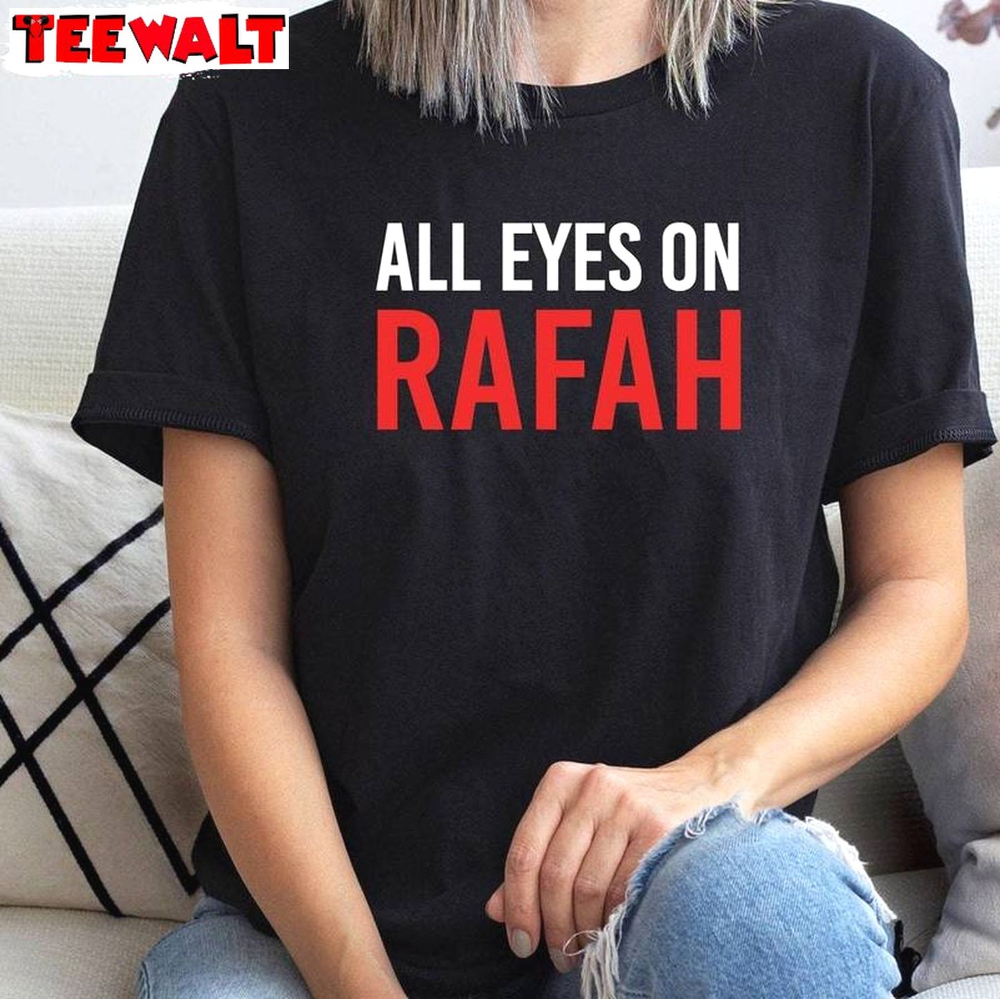 Cool Design All Eyes On Rafah Shirt, Comfort Palestine Rafah Crewneck Long Sleeve