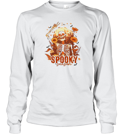 Dancing Skeleton Pumpkin Funny Fall Halloween Party Spooky Season Skeleton T-Shirt