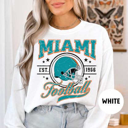 Miami Football Vintage Sweatshirt, Retro Crewneck, Florida Dolphins Gift