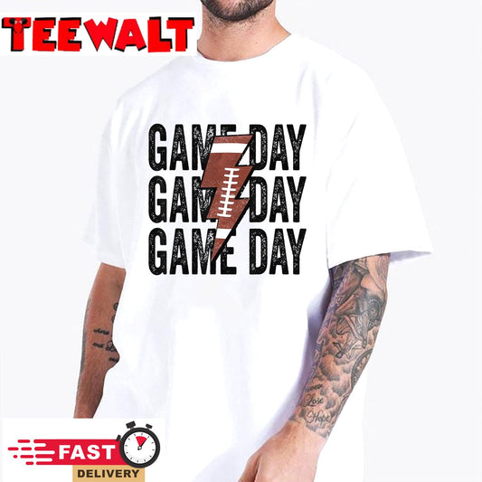 Vintage Game Day Football Lightning Bolt Funny Team Sport T-Shirt