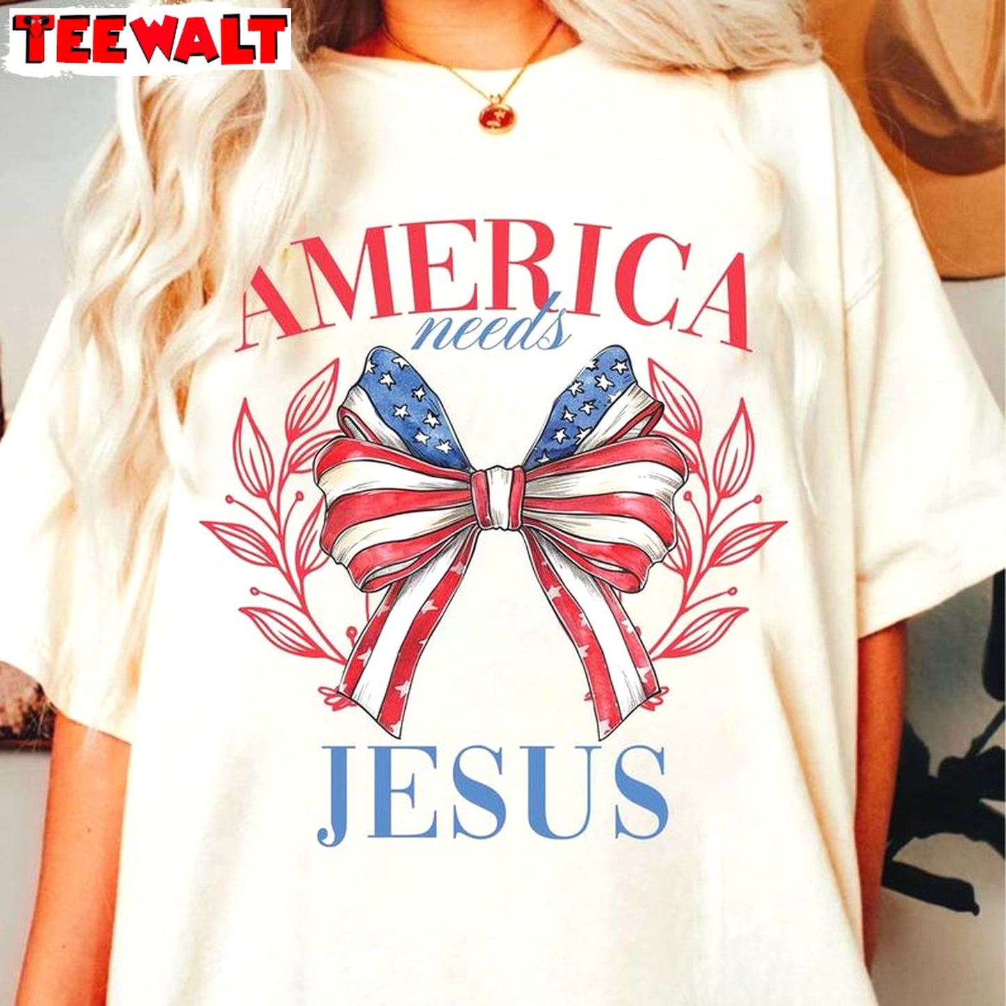 New Rare America Needs Jesus Shirt, Cool Design Coquette Bow Unisex Hoodie Short Sleeve