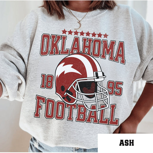 Oklahoma Football Sweatshirt, Vintage University Crewneck Shirt