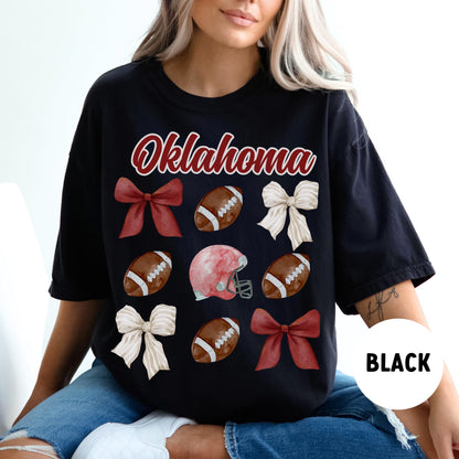 Oklahoma Football Shirt - Comfort Colors College Game Day Bow Shirt