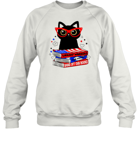 Cat Library Workers For Harris Bans Off Our Books T-Shirt