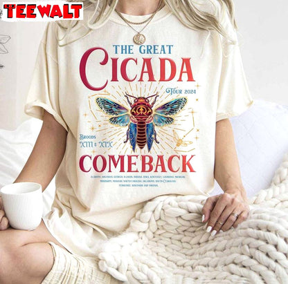 Cool Design Cicada Comeback Tour Shirt, The Cicada Concert Crewneck Short Sleeve