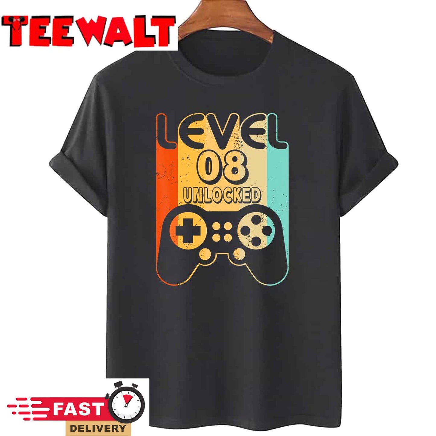 Level 8 Unlocked Shirt Funny Gift Video Gamer 8th Birthday T-Shirt